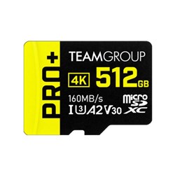 TEAM GROUP PRO+ MICRO SDXC UHS-I U3 A2 V30 MEMORY CARD 512GB BLACK