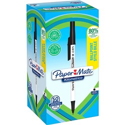 PAPERMATE KILOMETRICO BALLPOINT PEN MEDIUM 1MM BLACK BOX OF 50