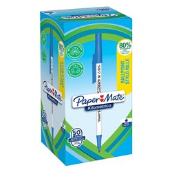 PAPERMATE KILOMETRICO BALLPOINT PEN MEDIUM 1MM BLUE BOX OF 50