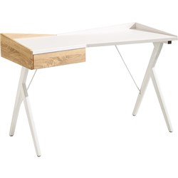 SYLEX PALO ALTO COMPUTER DESK 1200W X 600D X 850MMH WHITE TOP OAK FRAME