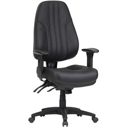ROVER HIGH BACK 4 LEVER MULTI SHIFT CHAIR WITH ARMS BLACK LEATHER