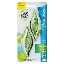 PAPER MATE LIQUID PAPER CORRECTION TAPE DRYLINE GRIP RECYCLED PACK OF 2