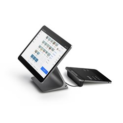 SQUARE REGISTER WITH DETACHABLE CUSTOMER EFTPOS DISPLAY GREY