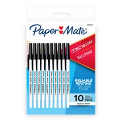 PAPERMATE KILOMETRICO BALLPOINT PEN MEDIUM 1MM BLACK PACK OF 10