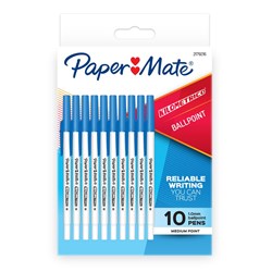 PAPERMATE KILOMETRICO BALLPOINT PEN MEDIUM 1MM BLUE PACK OF 10