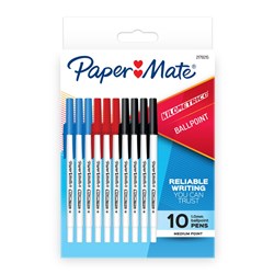 PAPERMATE KILOMETRICO BALLPOINT PEN MEDIUM 1MM ASSORTED PACK OF 10