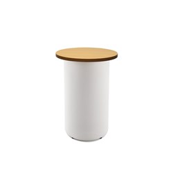 RAPIDLINE DRUM ROUND HIGH BAR TABLE 600D X 1050MMH BEECH TOP WHITE BASE