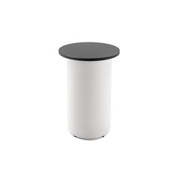 RAPIDLINE DRUM ROUND HIGH BAR TABLE 600D X 1050MMH BLACK TOP WHITE BASE