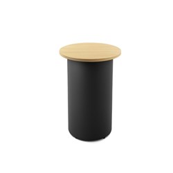 RAPIDLINE DRUM ROUND HIGH BAR TABLE 600D X 1050MMH OAK TOP BLACK BASE