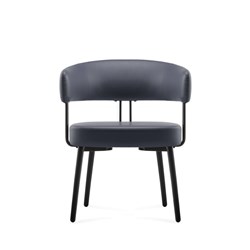 RAPIDLINE HERA BREAKOUT ROOM CHAIR BLACK STEEL LEGS FRENCH NAVY PU LEATHER SEAT