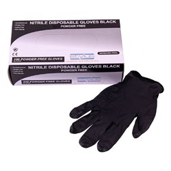 STYLUS NITRILE DISPOSABLE GLOVES BLACK 2XL PACK OF 100