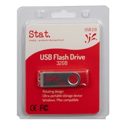 STAT USB 2.0 DRIVE 32GB ROTATING SILVER