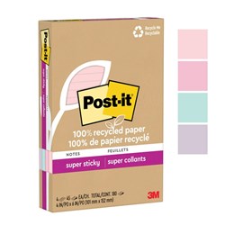 POST-IT 4621R-4SSNRP LINED SUPER STICKY NOTES 101MMX152MM WANDERLUST PASTELS PACK OF 4