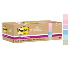 POST-IT 654R-12SSNRP SUPER STICKY NOTES 76MM X 76MM WANDERLUST PASTELS PACK OF 12