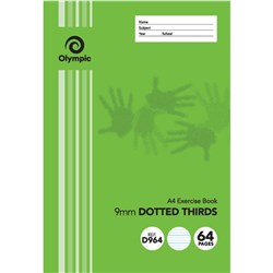 OLYMPIC D964I EXERCISE BOOK A4 9MM DOTTED THIRDS WITH RED MARGIN 64 PAGE