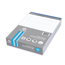 OLYMPIC PREMIUM WRITING PAD A4 8MM RULED WITH RED MARGIN 50 LEAF PACK OF 10