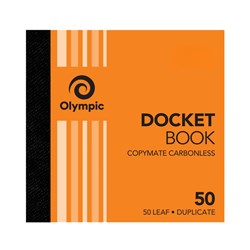 OLYMPIC 50 DOCKET BOOK CARBONLESS DUPLICATE 120 X 125MM 50 LEAF ORANGE