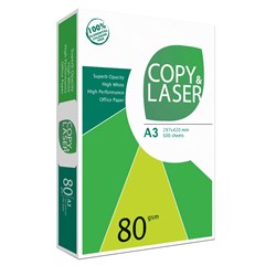 COPY & LASER COPY PAPER A3 80GSM WHITE REAM OF 500