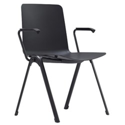 ARIA VISITOR CHAIR WITH ARMS BLACK PLASTIC SEAT AND BACK