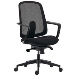 DELA BOARDROOM CHAIR NYLON BASE WITH ARMS BLACK FABRIC SEAT MESH BACK
