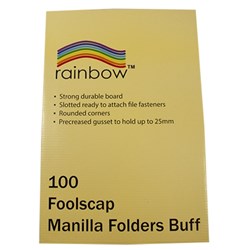 RAINBOW MANILLA FOLDERS FOOLSCAP BUFF BOX OF 100