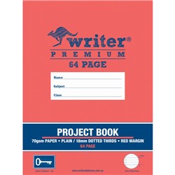 WRITER PREMIUM PROJECT BOOK 330 X 240MM 64 PAGE PLAIN/18MM DOTTED THIRDS + MARGIN KEY