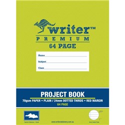 WRITER PREMIUM PROJECT BOOK 330 X 240MM 64 PAGE PLAIN/24MM DOTTED THIRDS + MARGIN CLOUDS