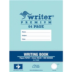 WRITER PREMIUM WRITING BOOK 330 X 240MM 64 PAGE 24MM SOLID RULED WITH MARGIN PUZZLE