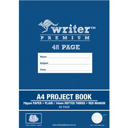 WRITER PREMIUM PROJECT BOOK A4 48 PAGE PLAIN/14MM DOTTED THIRDS RED MARGIN BALLOONS