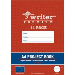 WRITER PREMIUM PROJECT BOOK A4 64 PAGE PLAIN/8 MM RULED RED MARGIN APPLE
