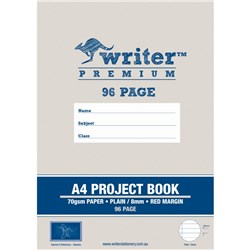 WRITER PREMIUM PROJECT BOOK A4 96 PAGE PLAIN/8MM RULED RED MARGIN BANANA