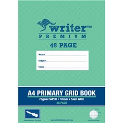 WRITER PREMIUM PRIMARY GRID BOOK A4 10MM X 5MM GRID 48 PAGE PAINT BRUSH