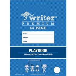 WRITER PREMIUM PLAYBOOK 330 X 240MM 64 PAGE PLAIN/14MM SOLID RULED RED MARGIN SWINGS
