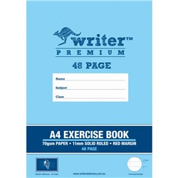 WRITER PREMIUM EXERCISE BOOK A4 48 PAGE 11MM SOLID RULED WITH MARGIN ICE CREAM