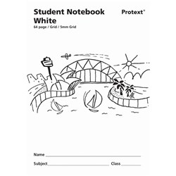 PROTEXT STUDENT GRID NOTEBOOK 250 X 175MM 5MM GRID 64 PAGE WHITE
