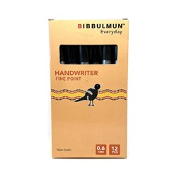 BIBBULMUN EVERYDAY HANDWRITER PEN 0.6MM FINE BLACK BOX OF 12