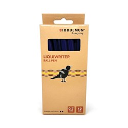BIBBULMUN LIQUIWRITER BALL PEN 0.7MM FINE BLUE BOX OF 12