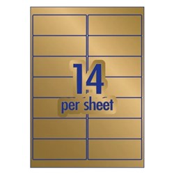 AVERY BLANK PRINTABLE LABELS L7215 99.1 X 38.1MM RECTANGLE GOLD 14UP 70 LABELS 5 SHEETS