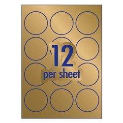 AVERY BLANK PRINTABLE LABELS L7217 60MM ROUND GOLD 12UP 60 LABELS 5 SHEETS