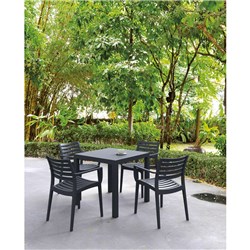 SIESTA ARES 80 5 PIECE OUTDOOR DINING SET WITH ARTEMIS ARM CHAIRS BLACK