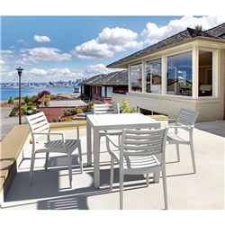 SIESTA ARES 80 5 PIECE OUTDOOR DINING SET WITH ARTEMIS ARM CHAIRS WHITE