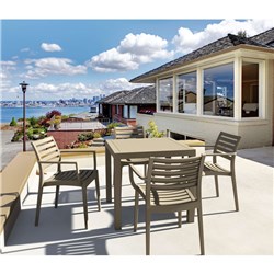 SIESTA ARES 80 5 PIECE OUTDOOR DINING SET WITH ARTEMIS ARM CHAIRS TAUPE