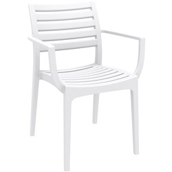 SIESTA ARES 140 7 PIECE OUTDOOR DINING SETTING WITH ARTEMIS ARM CHAIRS WHITE