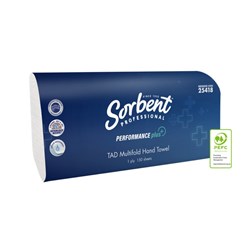 SORBENT PRO PERFORMANCE PLUS TAD MULTIFOLD HAND TOWEL 1 PLY 150 SHEETS CARTON OF 20