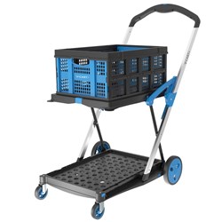 TRAFALGAR V-CART FOLDING TROLLEY WITH BASKET 75KG CAPACITY BLACK