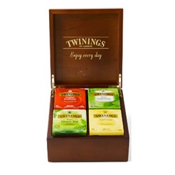 TWININGS TEA CHEST 4 COMPARTMENT BROWN