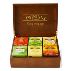 TWININGS TEA CHEST 6 COMPARTMENT BROWN