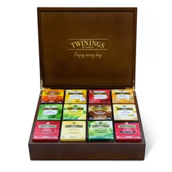 TWININGS TEA CHEST 12 COMPARTMENT BROWN