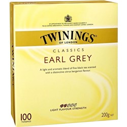 TWININGS EARL GREY TEA BAGS BOX OF 100