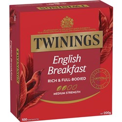 TWININGS ENGLISH BREAKFAST TEA BAGS BOX OF 100